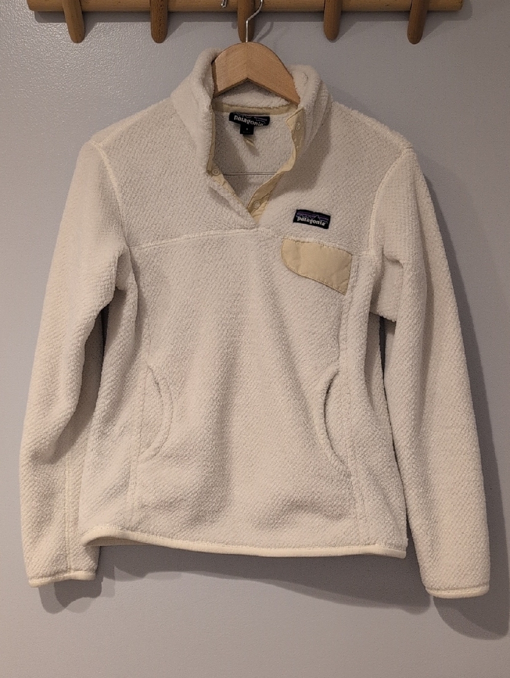 Patagonia Snap-T Re-Tool Fleece Pullover Size Small In Cream White